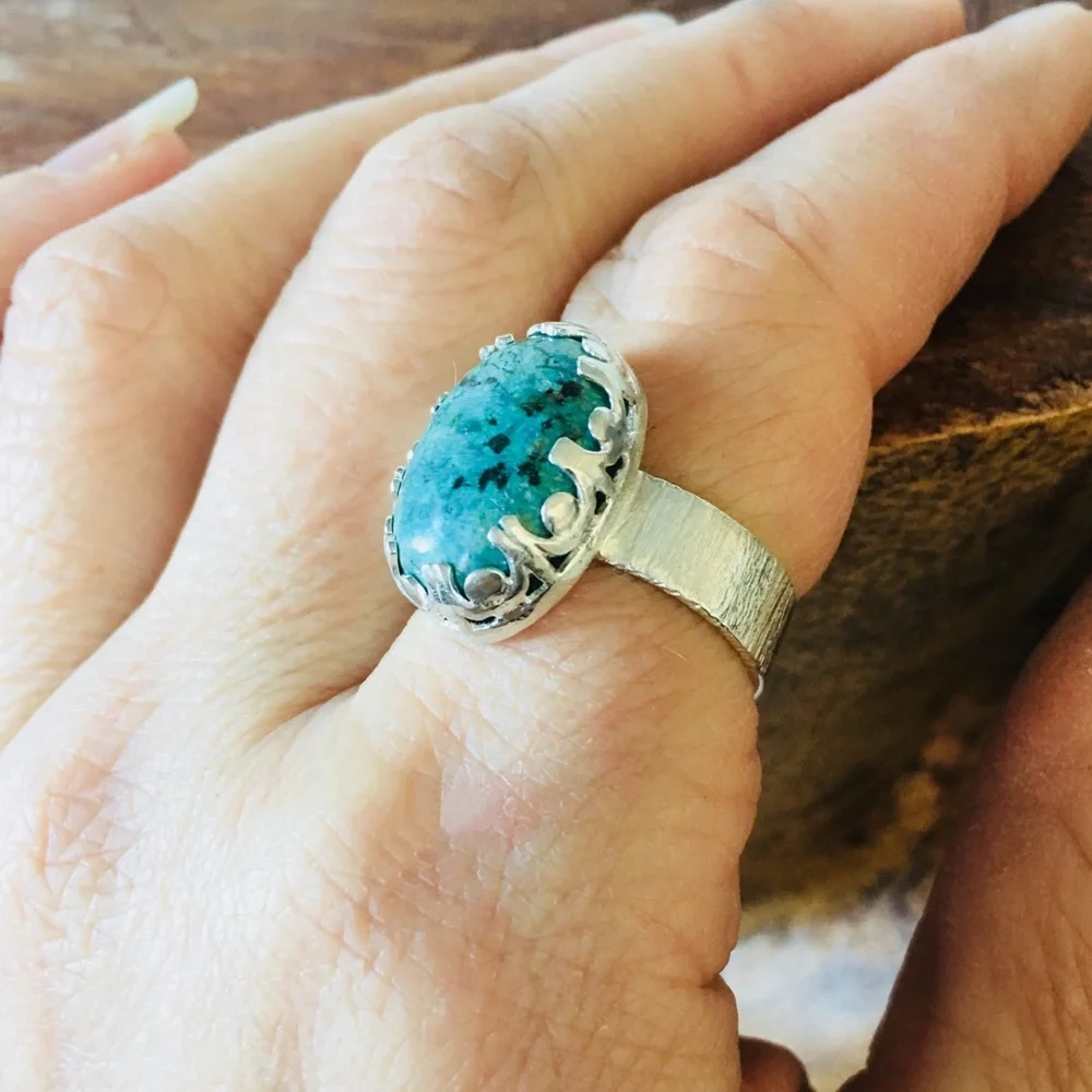 Sterling Silver African‎ Turquoise Ring Handmade